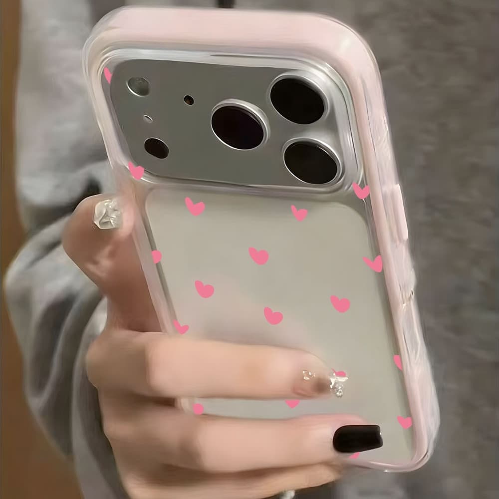 Capa De Ponto Rosa Capinha Para iPhone 16 15 14 Plus 13 12 11 17 Air Pro Max Acrílico Transparente 2 Em 1 Anti-Impacto I