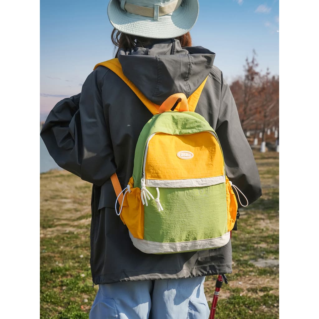 Mochila leve com costura em cores contrastantes de alto valor, mochila leve para viagem ao ar livre, à prova d'água, cam