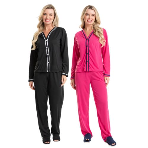 Kit 2 Pijamas Longos Feminino Adulto Americano