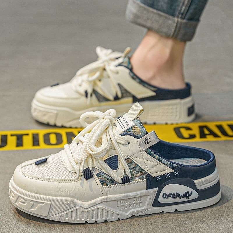 Sandálias Masculinas slip-on 2025 Verão Novo Estilo Respirável All-Match Um pedal Na Moda Deslizamento Em Sapatos Nicho