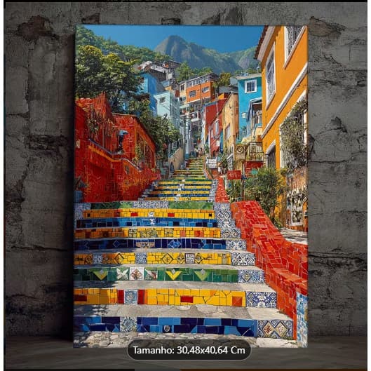 QUADRO DECORATIVO RIO DE JANEIRO ESCADA SELARÓN 1 PEÇA MARCO CULTURAL MODERNO ELEGANTE GRANDE PARA SALA DECORAÇÃO QUARTO