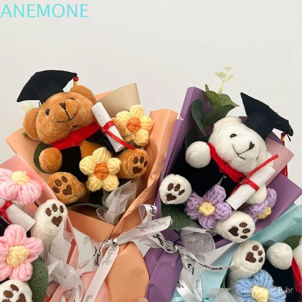 Buquê De Crochê De Ursinho ANEMONE , Flores De Formatura Para Cerimônia De Parabéns