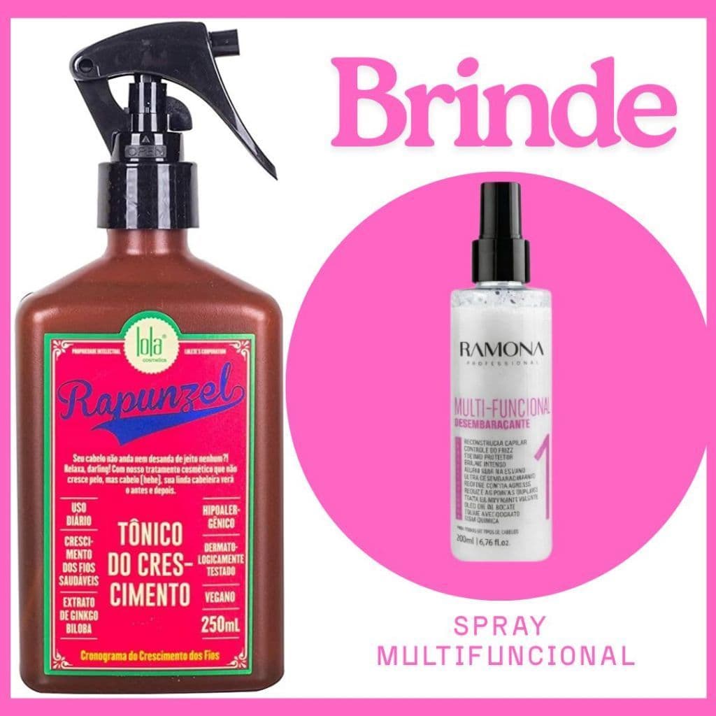 Tônico Rapunzel 250ml Lola Cosmetics | Crescimento e Força dos Fios + Brinde Spray Multifuncional 200ml