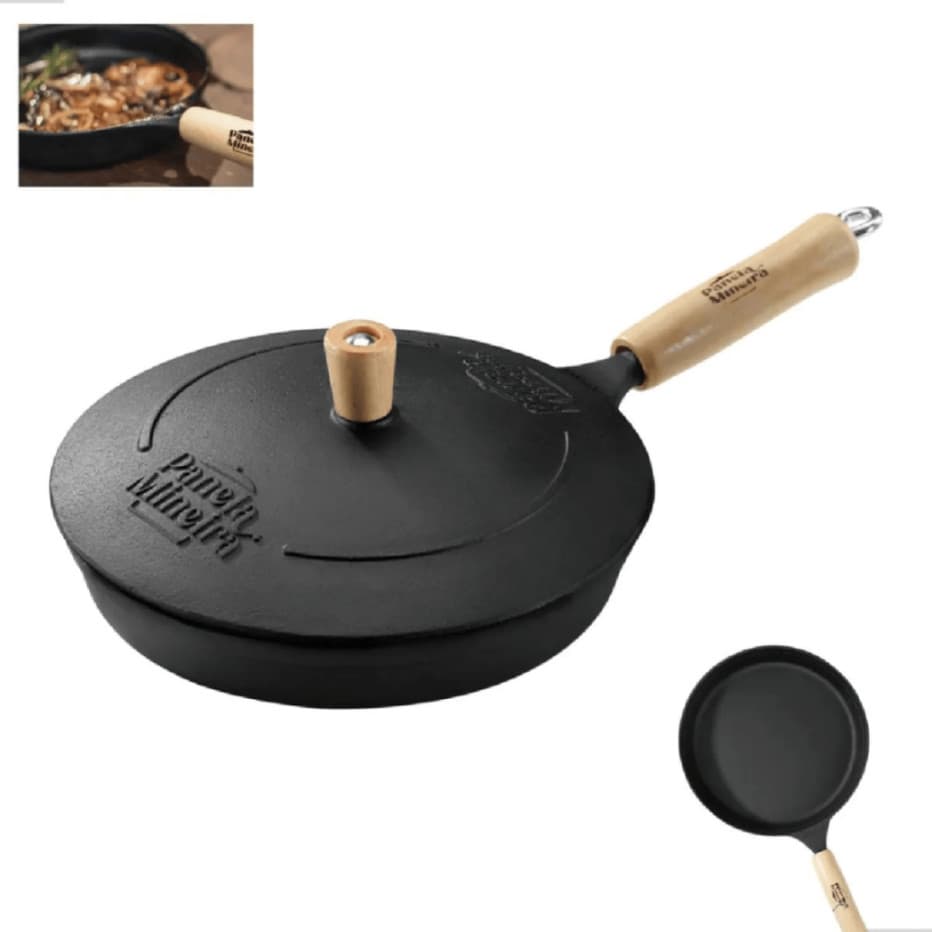Frigideira Ferro Fundido 22cm 1,5L Cabo de Madeira Panela Mineira® - Antiaderente Natural