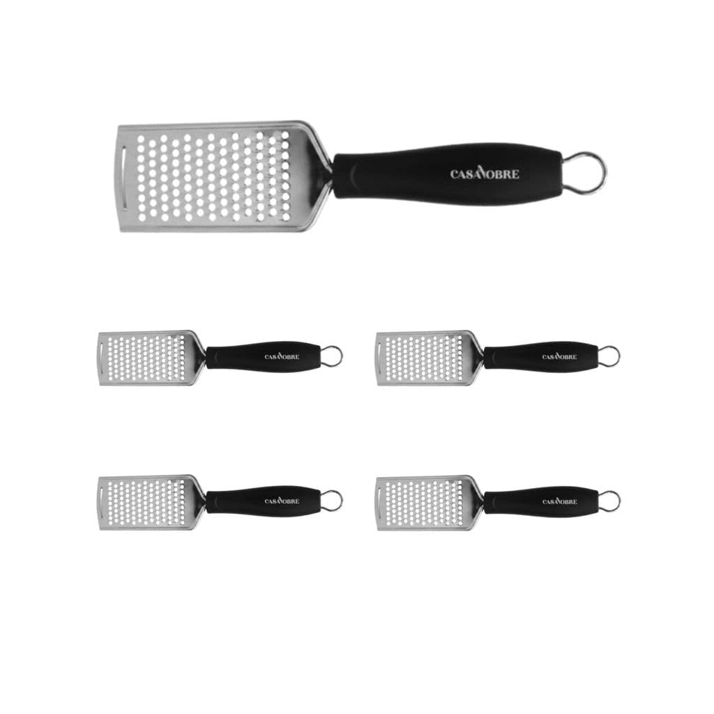 Kit 5 und - Ralador - Inox - 1 Face - Cabo Plástico Preto - 25X5,5cm