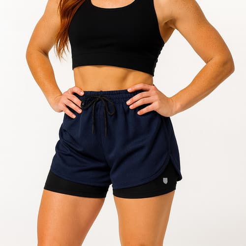 Short Duplo Compreensão 2 Em 1 Fitness Academia Feminino