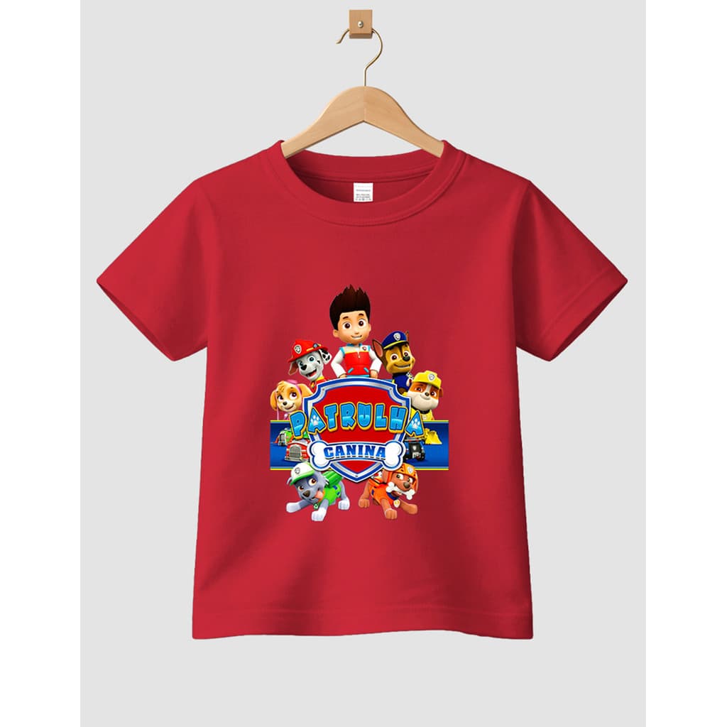 Camiseta Infantil De Algodão Patrulha Canina Desenho Casual Camisa Leve Verão Juvenil