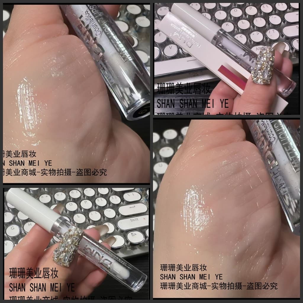 Água brilhante transparente brilho labial espelho transparente brilho labial All-Match hidratante brilhante brilho labia