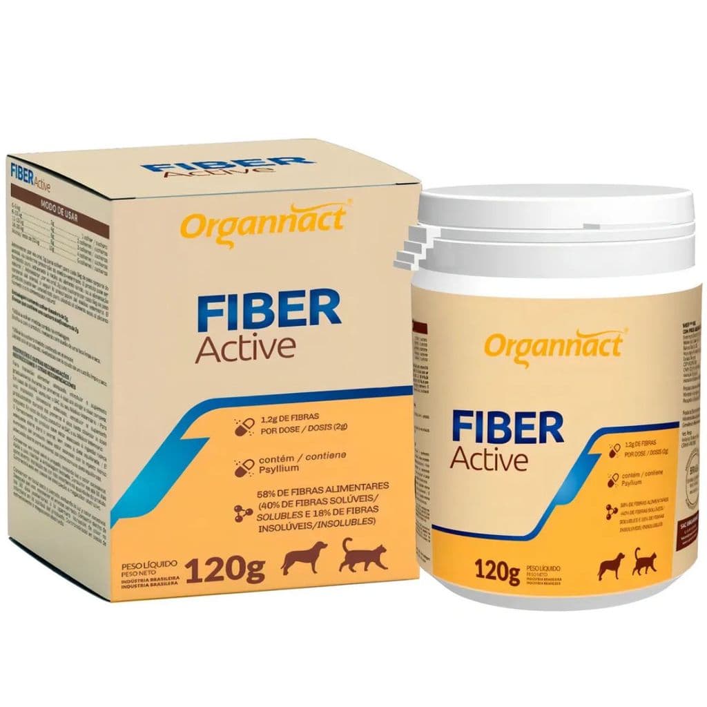 Suplemento Fiber Active Para Cães E Gatos 120g - Organnact