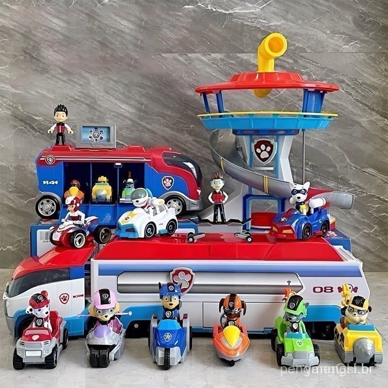 941 Ônibus de Resgate Paw Patrol Brinquedo Infantil Carro de Patrulha de Cães com Retração