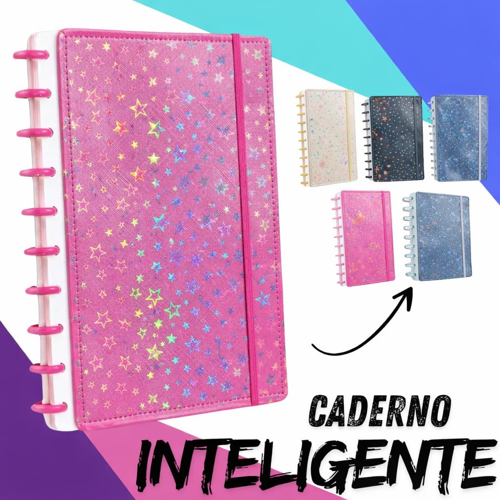 Caderno de Disco Inteligente B5 Capa Dura diversas Cores Médio Estrelinhas