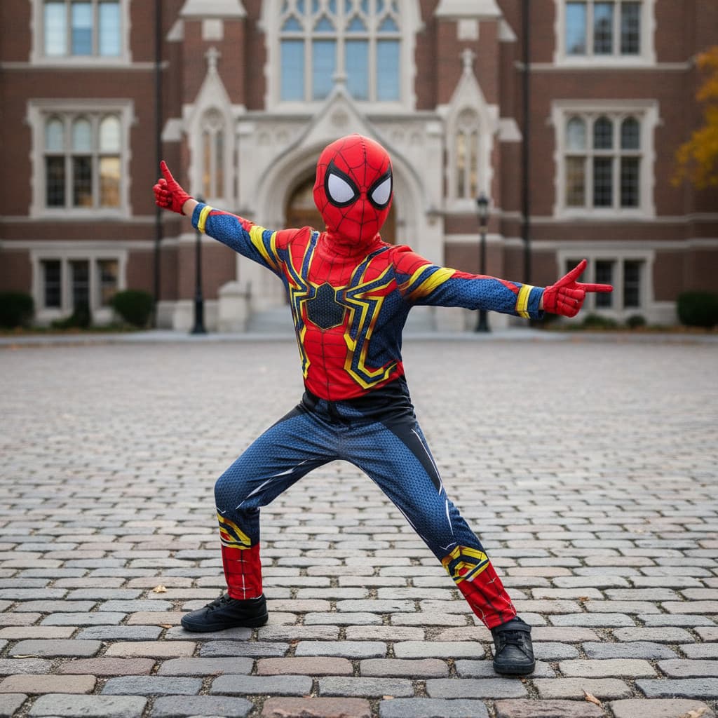 Fantasia Homem Aranha DOURADO Infantil  Completa Com Mascara DE PANO IDENTICA premium