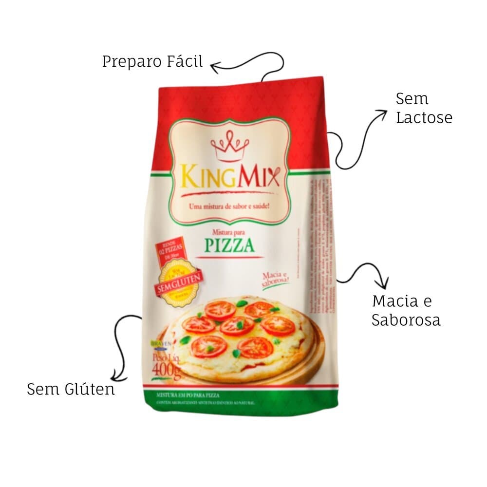 Mistura Nutricional para Pizza Vegana King Mix 400g Sem Glúten e Sem Lactose - ZERO LACTOSE