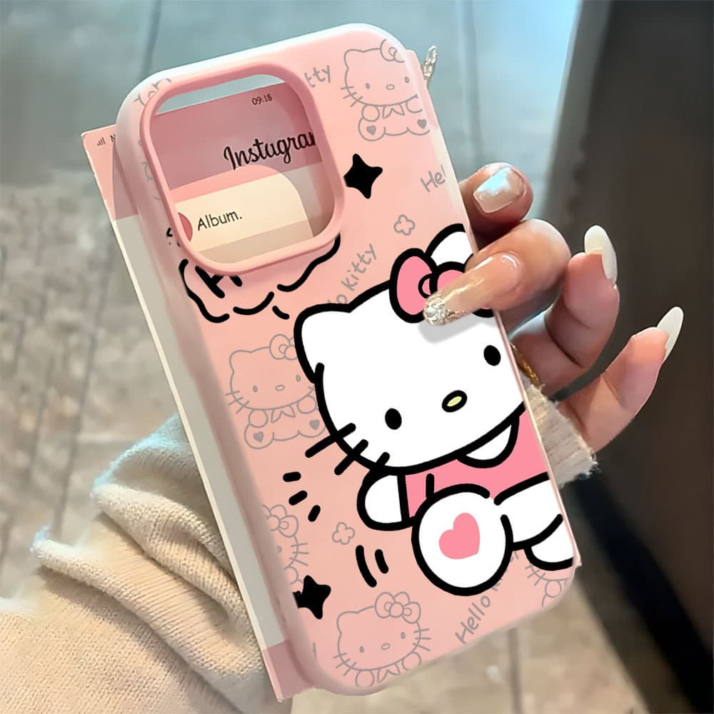 Hellokitty Jelly 2 Em 1 Capa Capinha Silicone Para IPhone 13 11 12 14 15 16 17 16e Normal Pro Max Air Macarons Case