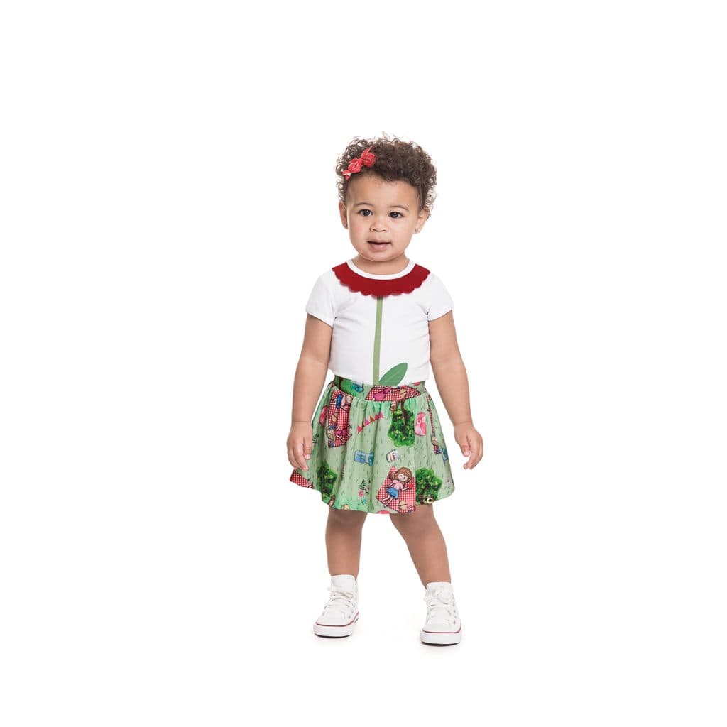 Conjunto Body Cotton + Saia Malha Confortável