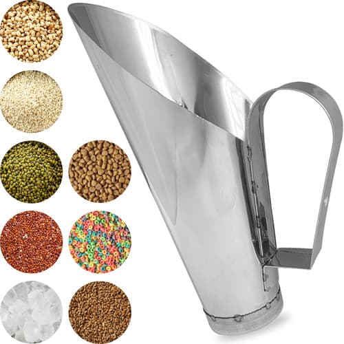 Concha Para Cereais Inox 2000 Gr Medidor Inteiro Aço Inox Pegador Ração Alimentos Naturais Fast Food