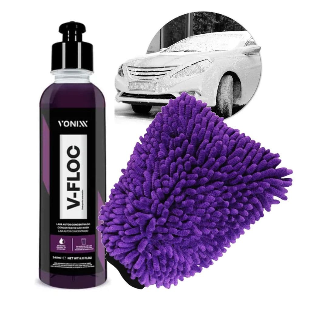 Kit V-Floc Vonixx 240ml  + Luva Microfibra - Shampoo Concentrado PH Neutro