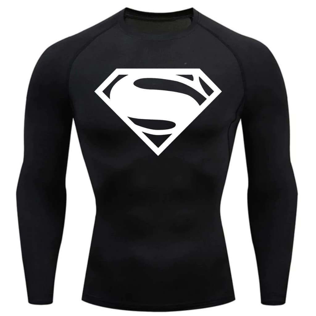 Camisa Proteção Uv 50+ Estampada Tecido Gelado Segunda Pele Manga Longa Super Man Super Homem Rash Guard