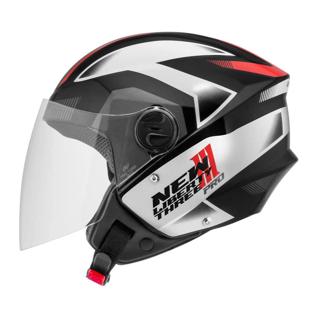 CAPACETE NEW LIBERTY 3 PRO PRETO/ VERMELHO (1031PTVM) (56)