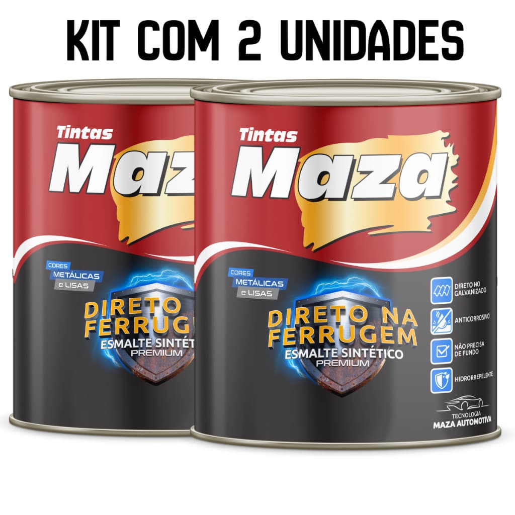 Kit 2 Tinta Para Portão Enferrujado Ferro Esmalte Sintético Direto na Ferrugem 900ml Maza