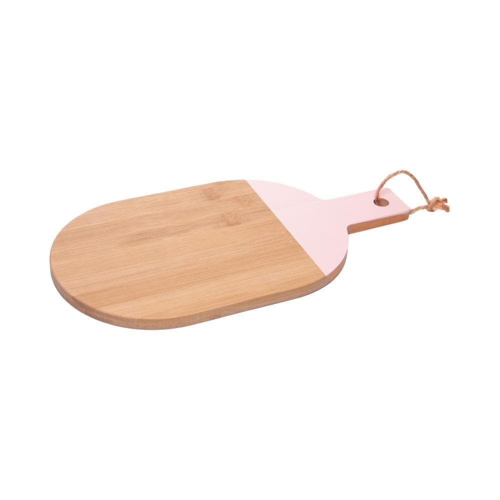Tábua para Corte Oval Cabo Lignora 35 x 18 x 1cm Rosa Bambu