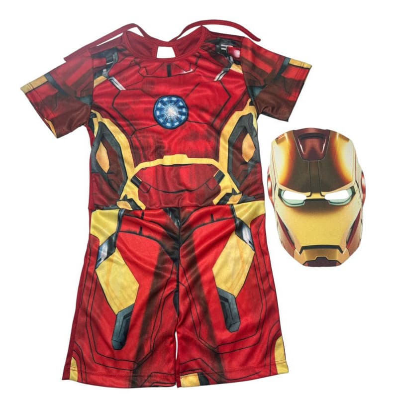 Roupa Infantil Fantasia Aniversário Homem De Ferro Mascara 3D