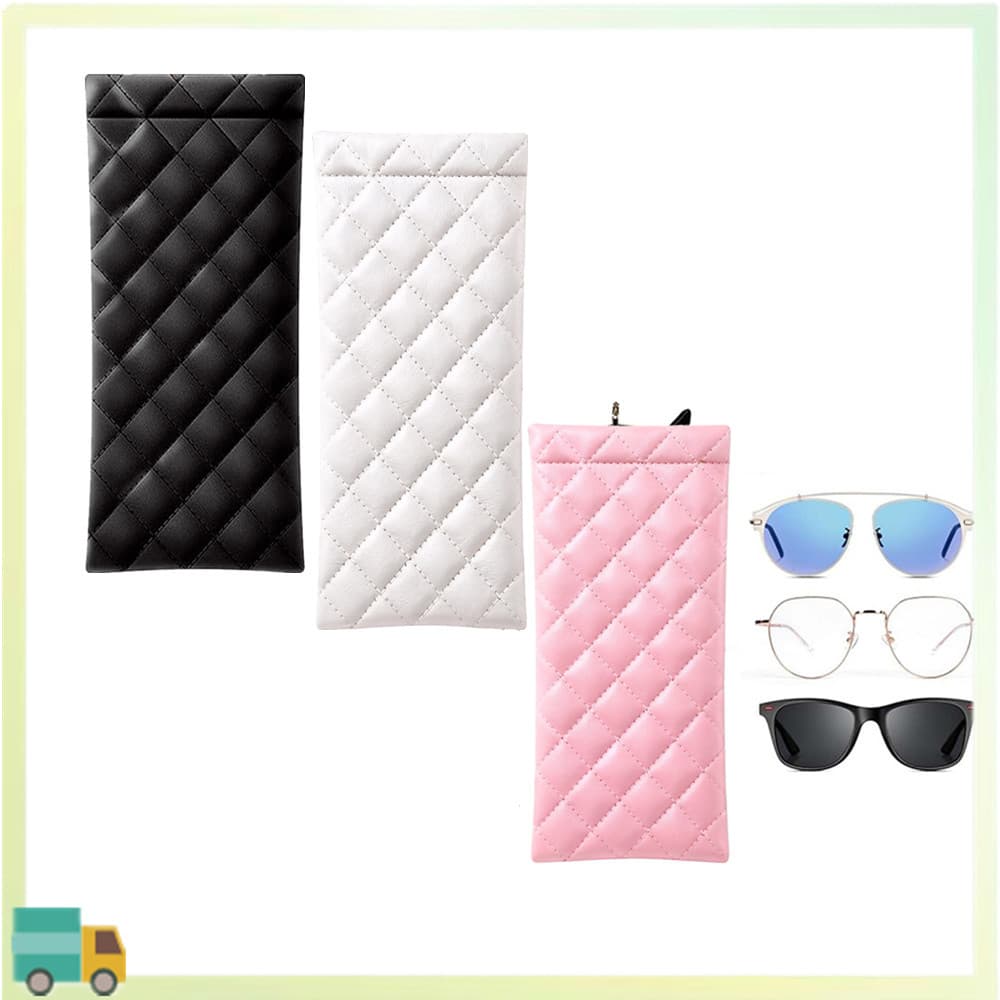 Bolsa de óculos de sol de couro, mochila bolsa de armazenamento embutida, estojo macio para óculos, pacote de 1/2 peças