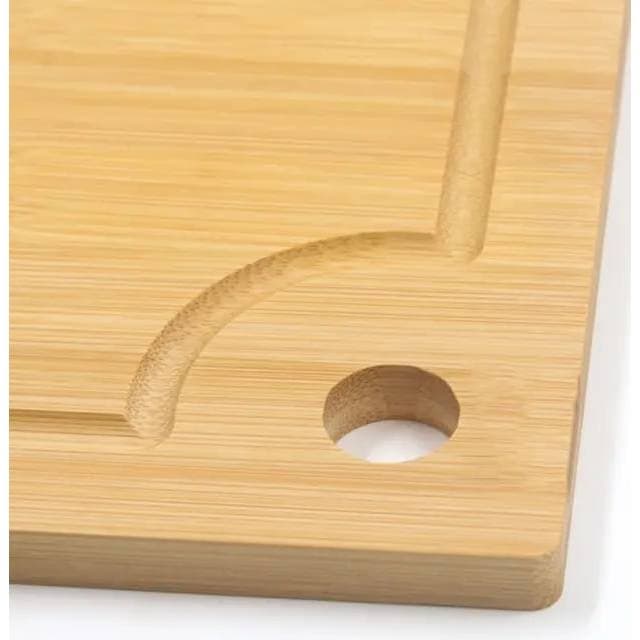 Tabua De Carne Corte Madeira Bambu Natural Com Furo De Corte Retangular #tabua #carnes #utensiliosdomestico #cozinha