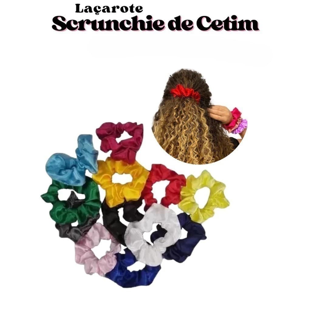 Scrunchie Laço de Cetim – Xuxinha de Cabelo com Laçarote | Cores Sortidas