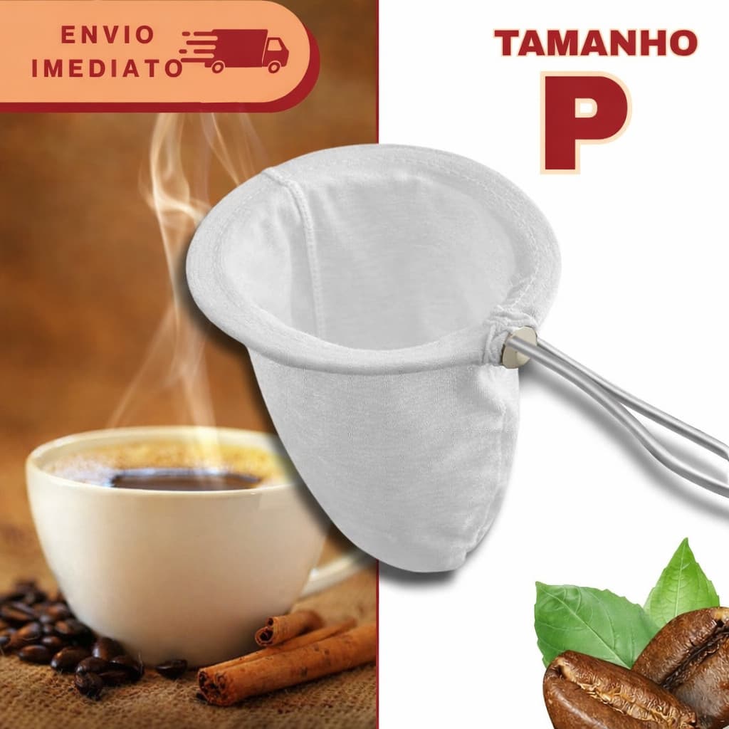 Coador de Café em Pano Reutilizável Tradicional Café Forte e Sem Resíduos