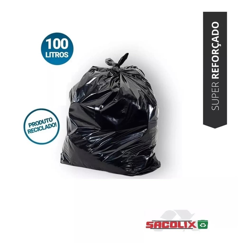 Kit Sacos De Lixo 100 Litros Preto Grosso Reforçado