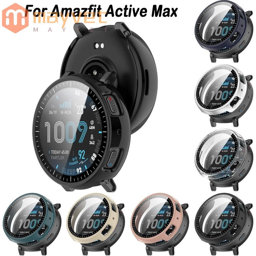 MAYVET Protetor , Capa De Tela Anti-Riscos Com Cobertura Total , PC + Temperado Para Amazfit Active Max