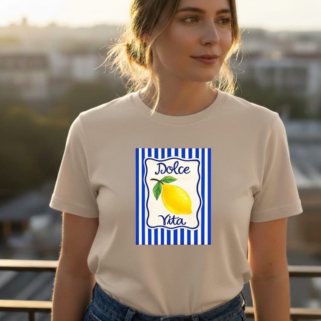 T shirt  Camiseta Feminina Estampa Dolce Vita Limão 100% Algodão Conforto estilo verão Entrega Imediata
