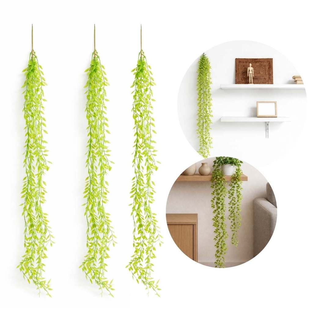 4 Pendentes  Artificial Jardim Vertical Ramos Folhagem Viva