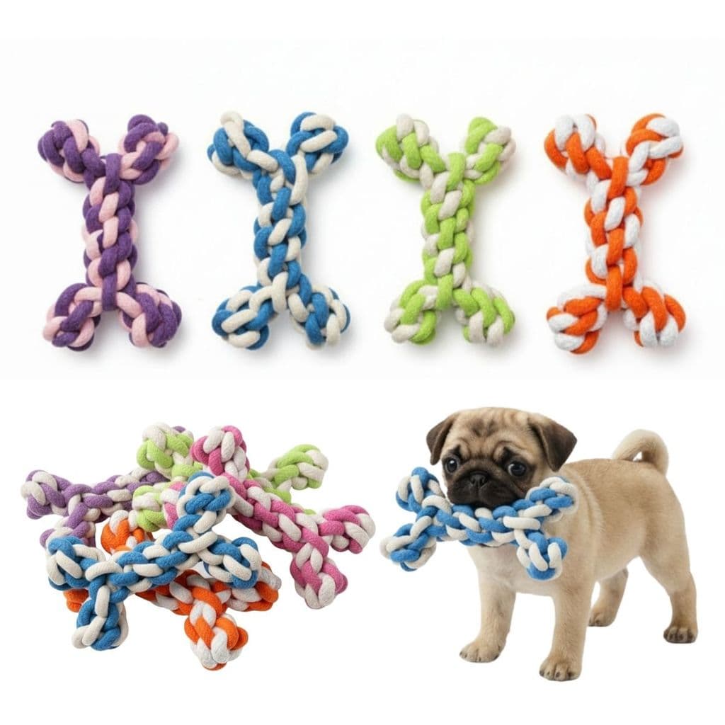1 Brinquedo para Cães em Corda Reforçada – Auxilia na Saúde Dental Não Rasga Fácil Anti Estresse