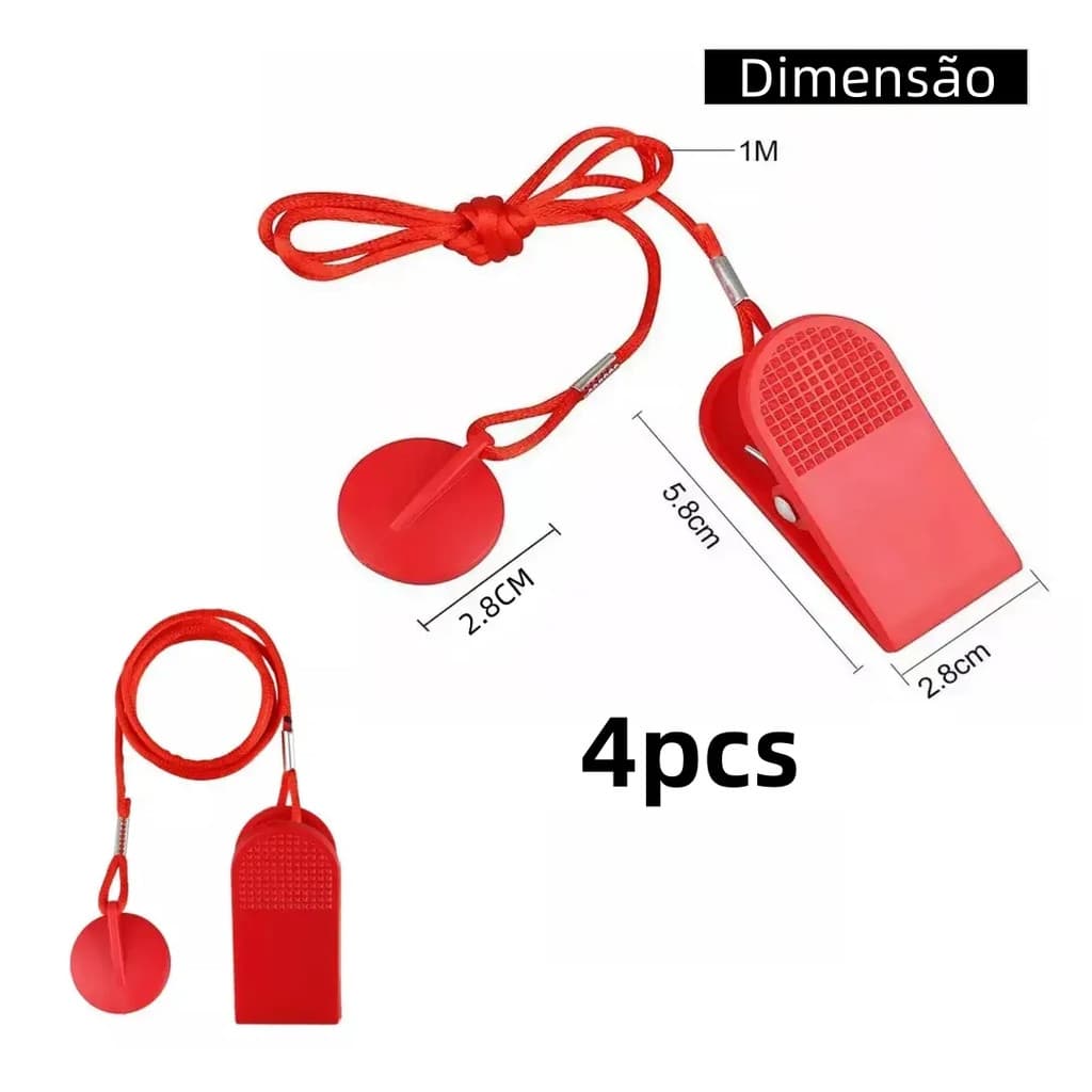 Trava de segurança Universal para esteira, 24 pacotes, chave de partida vermelha, 1.8cm-2.9cm, adaptada a acessórios ess