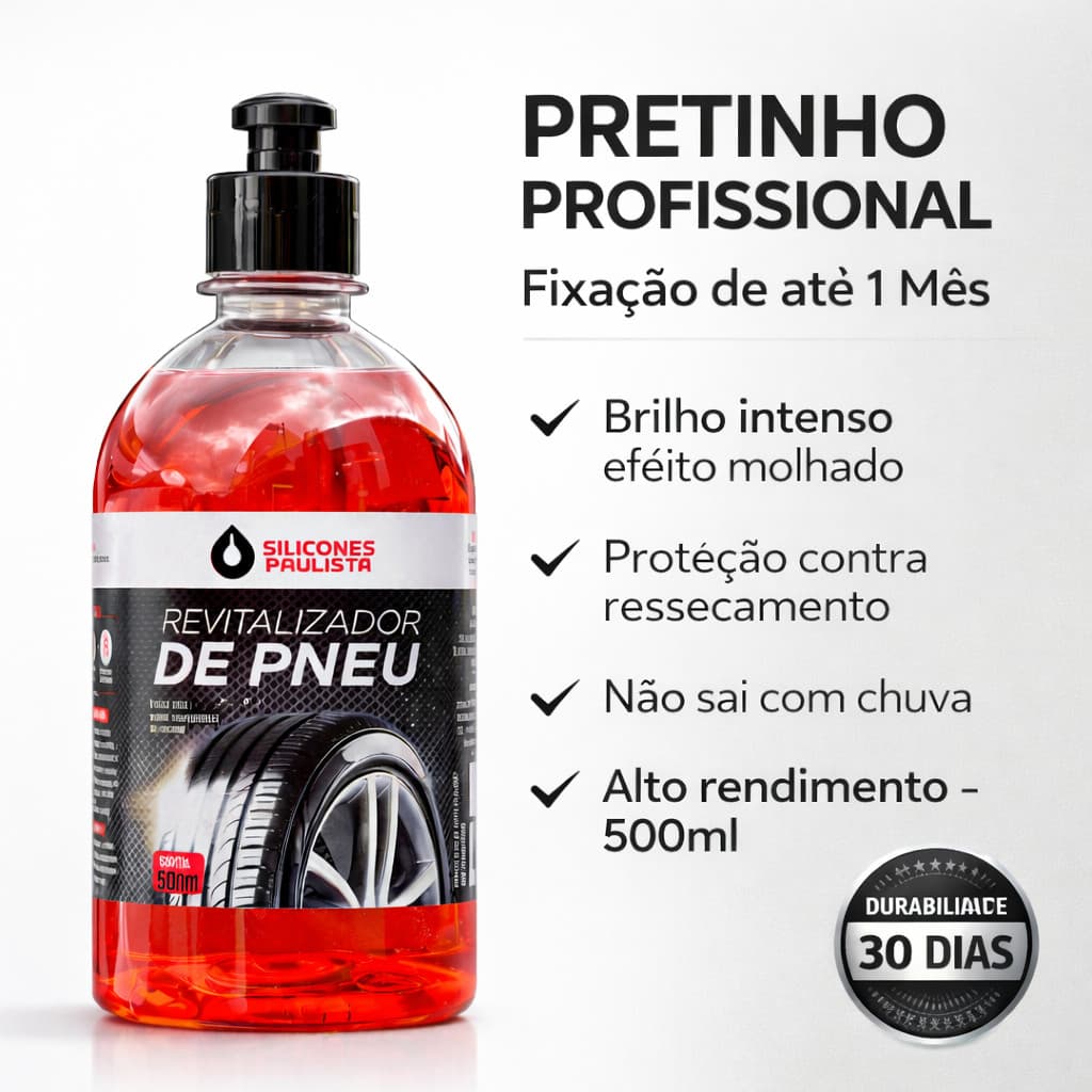 Selante de Pneu 500ml Pretinho Automotivo Brilho Duradouro revitalizador pneu