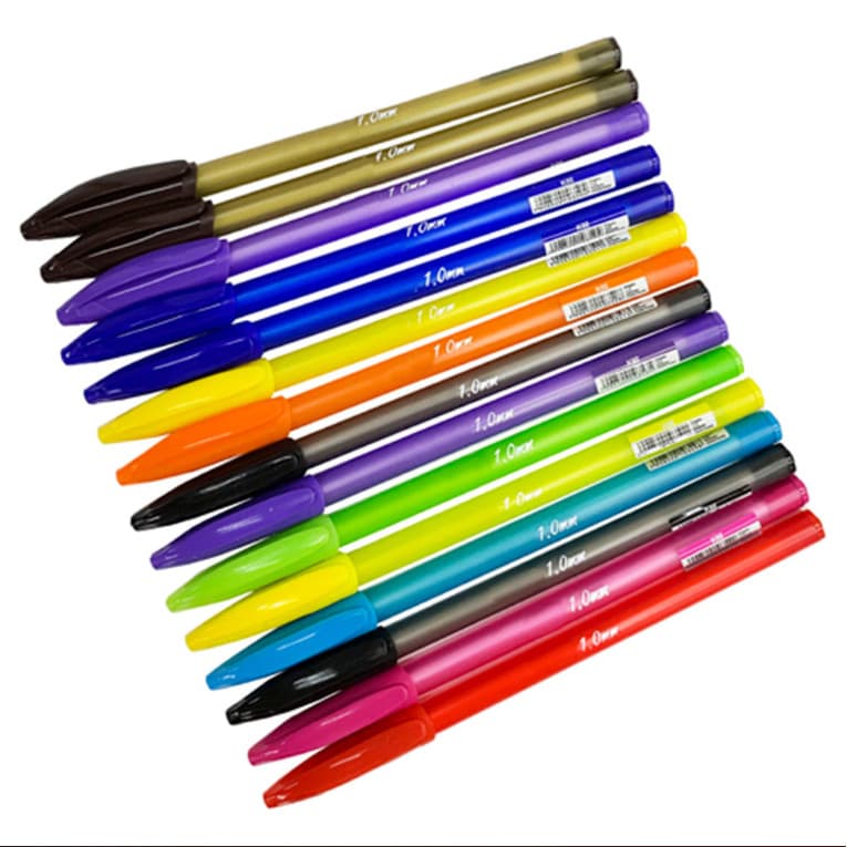 Kit 10 Canetas Esferográficas Colorida Ponta 1.0mm Super Macia Kaz