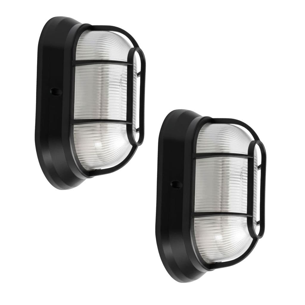 Kit 2 Luminaria Arandela tartaruga de parede com Grade Lampada E27 Branca Preta