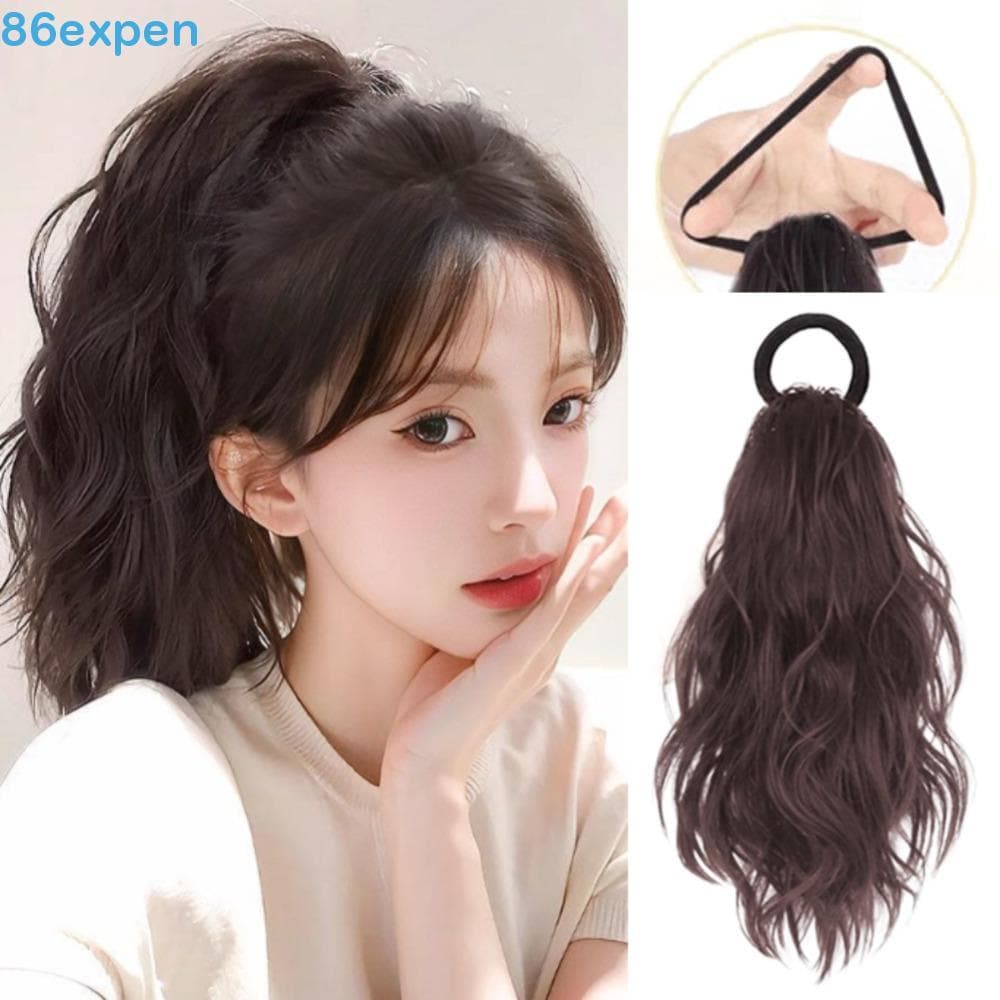 EXPEN1 Extensão De Cabelo De Rabo De Cavalo , Fofo Com Elástico , Encaracolado E Ondulado Em Camadas , Sintético