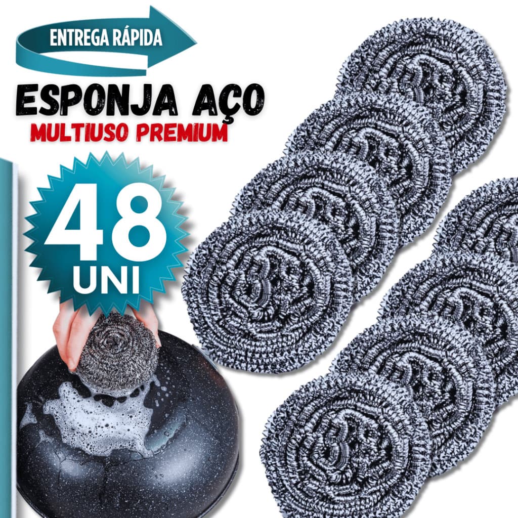 48/36/24/12 Esponjas Palha De Aço Inox Multiuso Cozinha Pia Limpeza Pesada Lavar Panela Assadeira