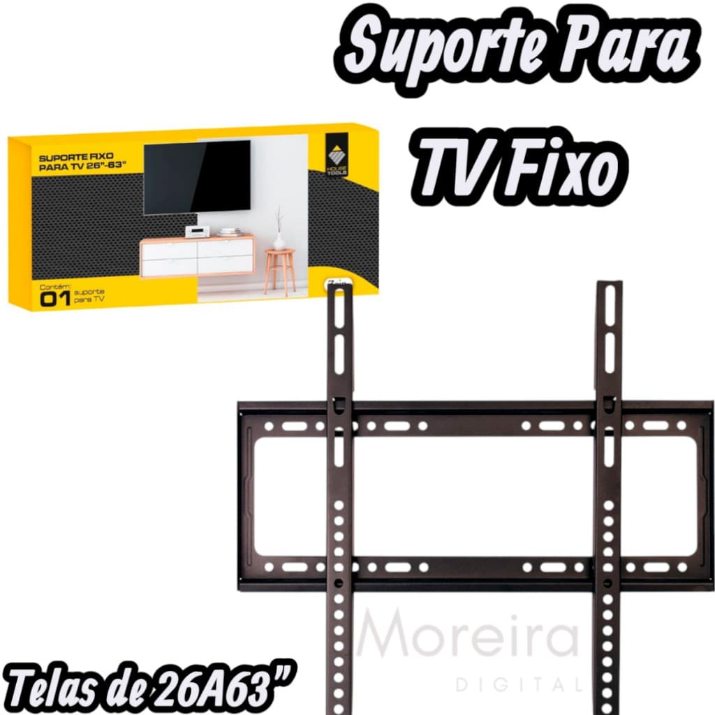 Suporte Para Tv Lcd Led Qled Fixo Universal De Parede 26 A 63 Polegadas Suporta até 50kg Reforçado