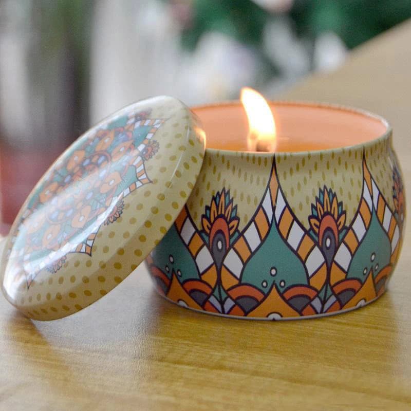 Kit 6 e 12 Velas Aromática Artesanal 70g Perfumada Variada Caixinha de Metal Zodiacos HD78206