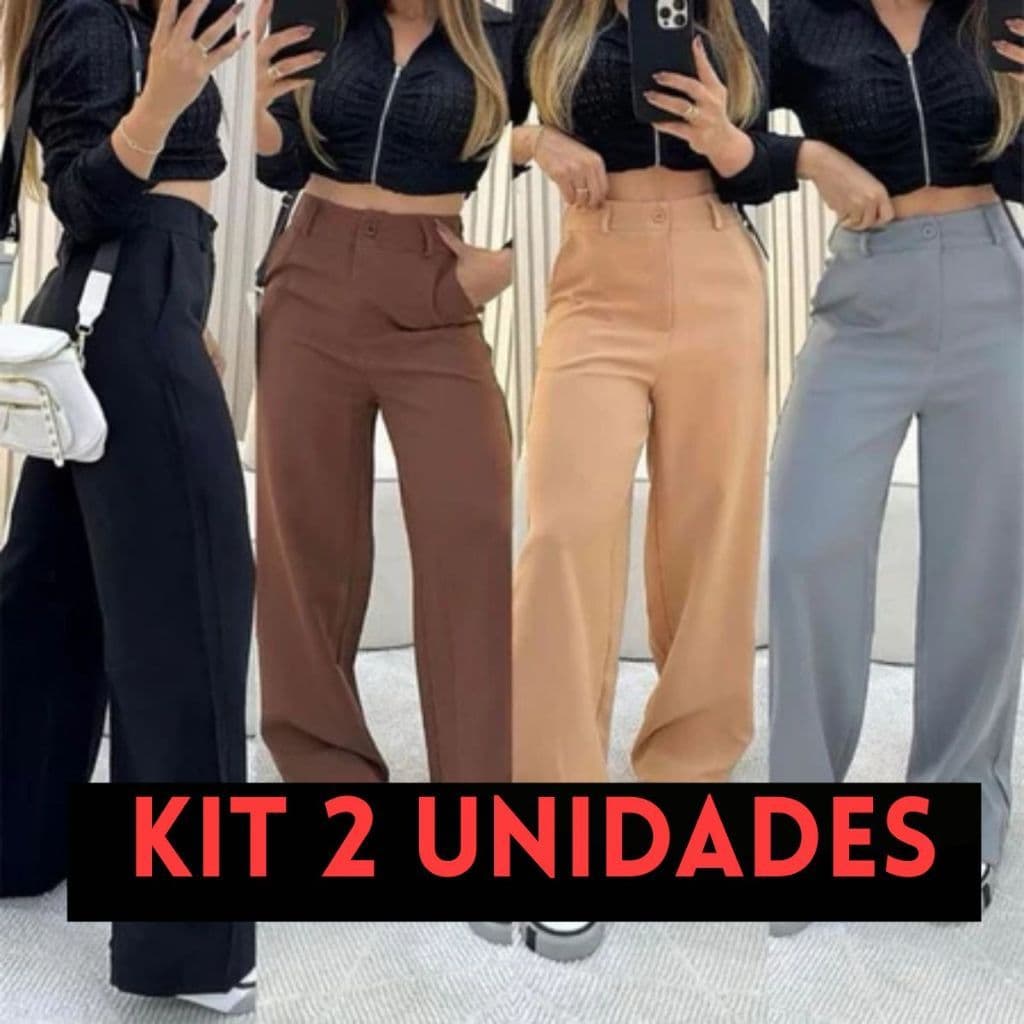 Kit 2 Calça Pantalona Alfaiataria Premium PROMOÇÃO P AO GG