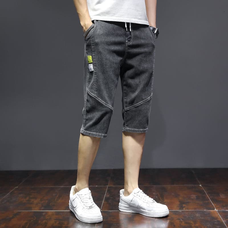 2024 verão fino Denim Shorts masculino na moda solto exterior usar calças médias verão Casual All-Match calças de cinco