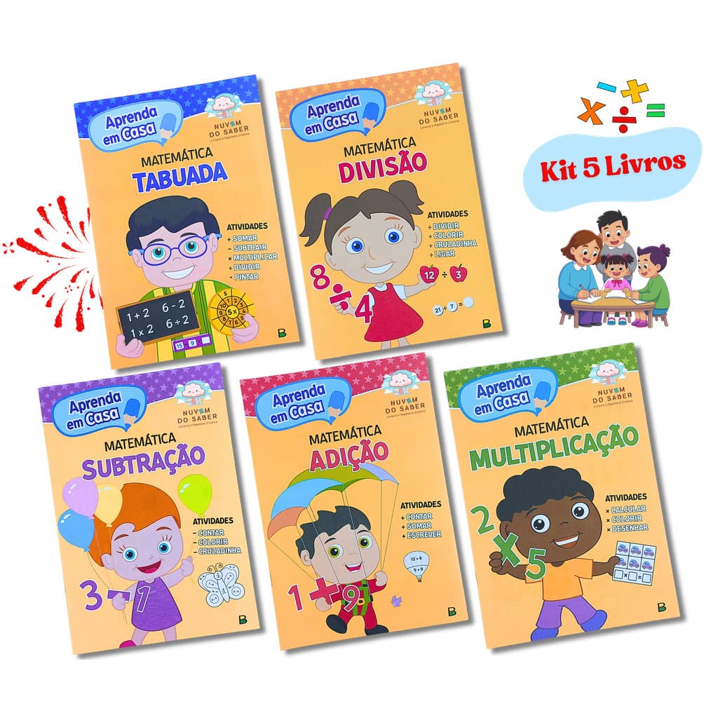 Kit 5 Livros Infantil  Reforço de MATEMÁTICA  Aprenda em Casa