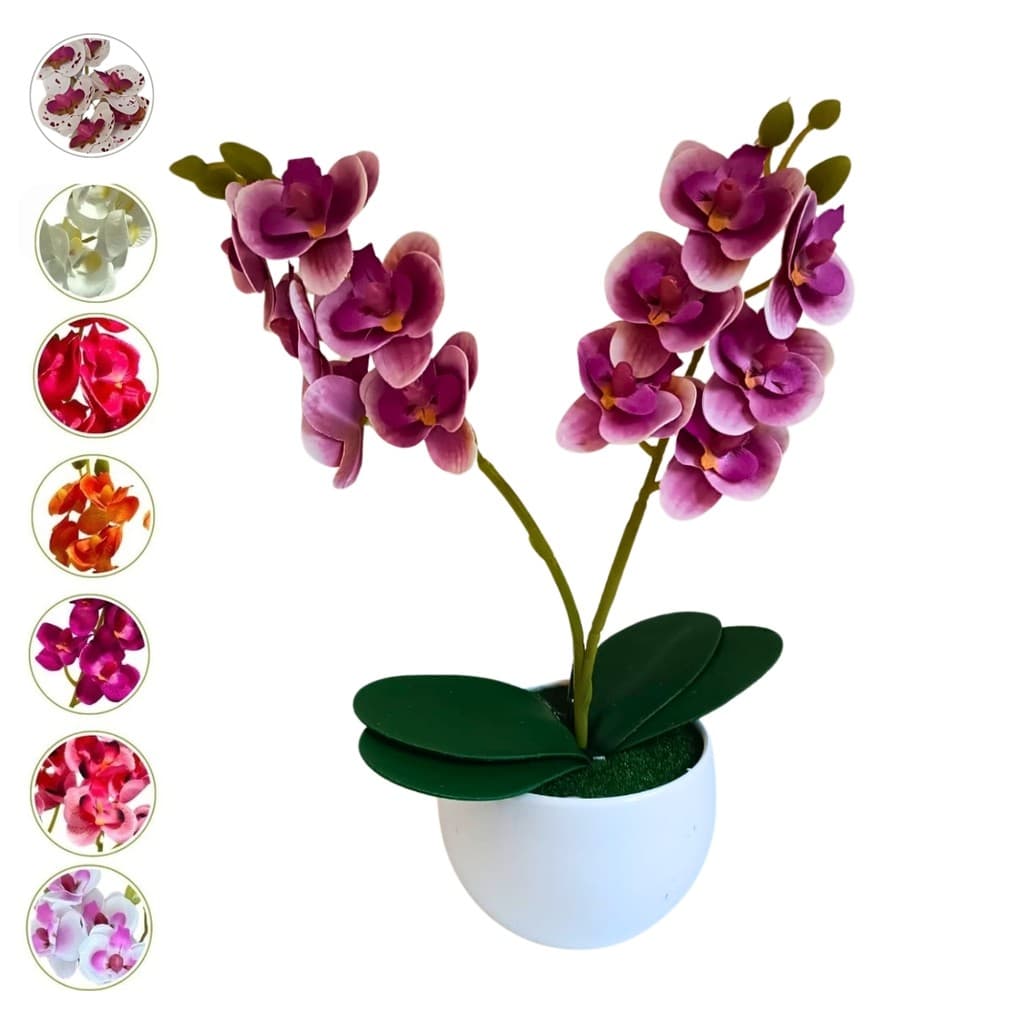 Vaso Branco Pequeno com Flore de Orquidea
