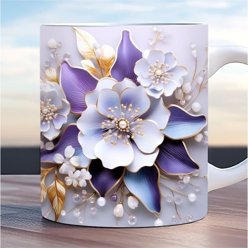 Caneca personalizada arte realista floral lírios xícara flores de lótus Jardin caneca de porcelana sublimação