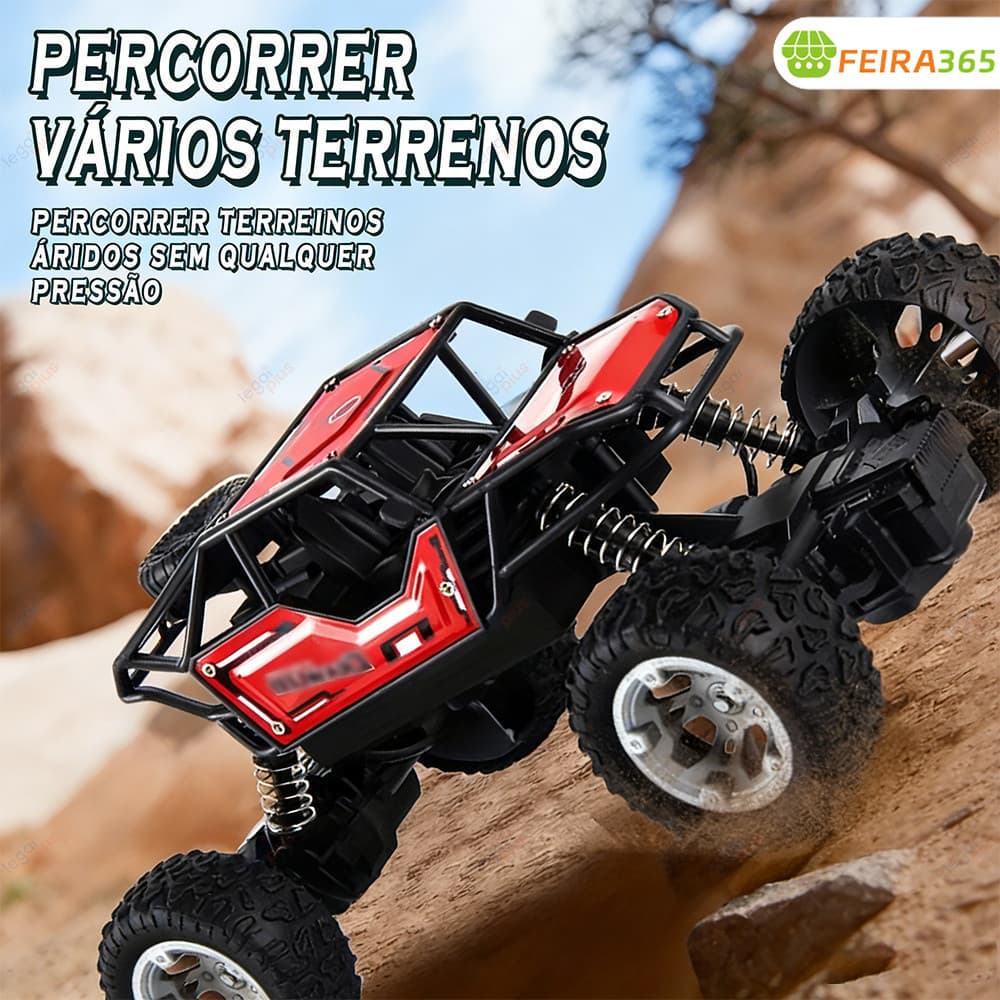 Carrinho Controle Remoto 4x4 Off Road Jeep Recarregável USB Super Resistente Quedas Brinquedo Criança