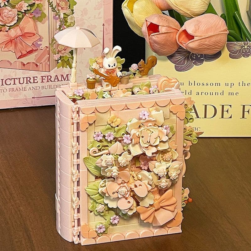 Novo estilo álbum de fotos flor blocos de construção montado 3d tridimensional quebra-cabeça sala de estar decoração mas